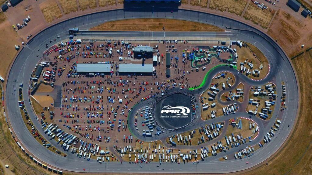 An aerial view of Hot Rod Rock & Rumble, Colorado’s largest rockabilly festival. • Photo Courtesy of Pikes Peak International Raceway